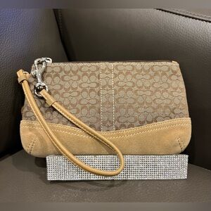 Coach Vintage Signature Canvas and Suede Wristlet